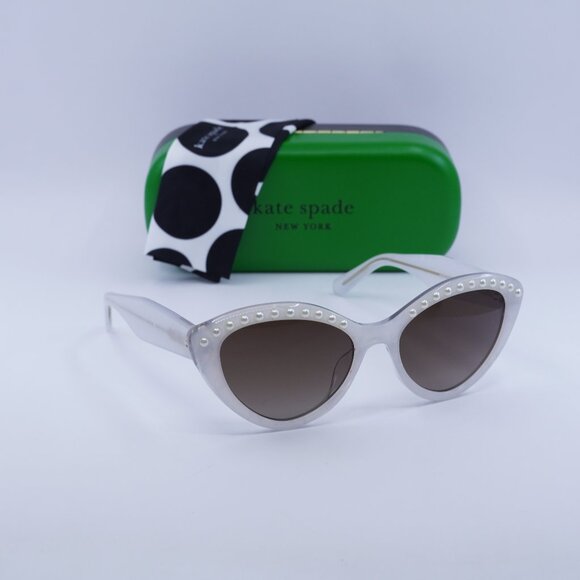 Final Price! Kate Spade JUNI/G/S PEARL 0VK6 HA White/Brown Sunglasses